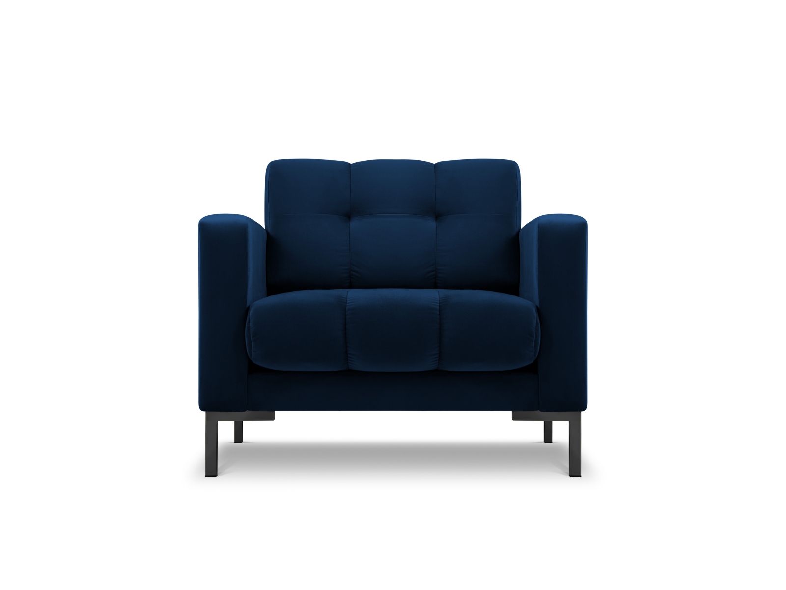 MICADONI Mamaia lænestol, m. armlæn, 1 sæde - blå fløjl og sort metal