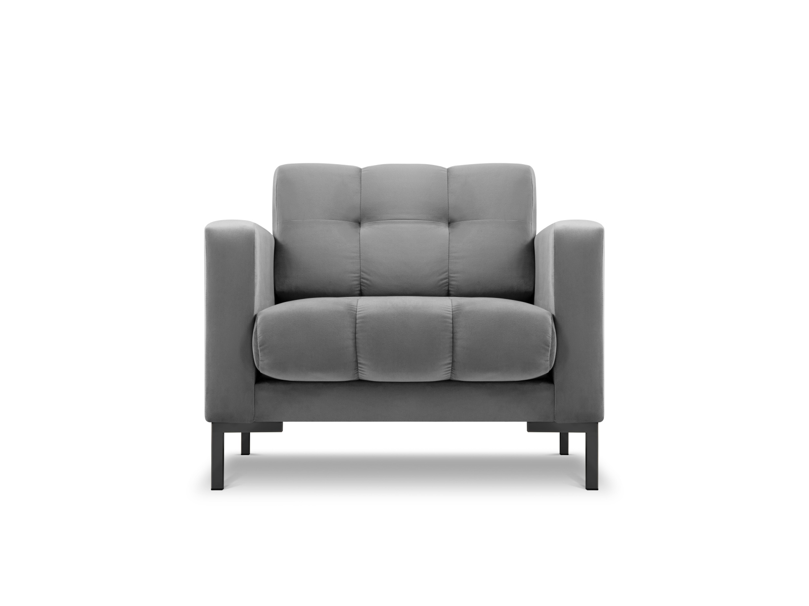 MICADONI Mamaia lænestol, m. armlæn, 1 sæde - grå fløjl og sort metal