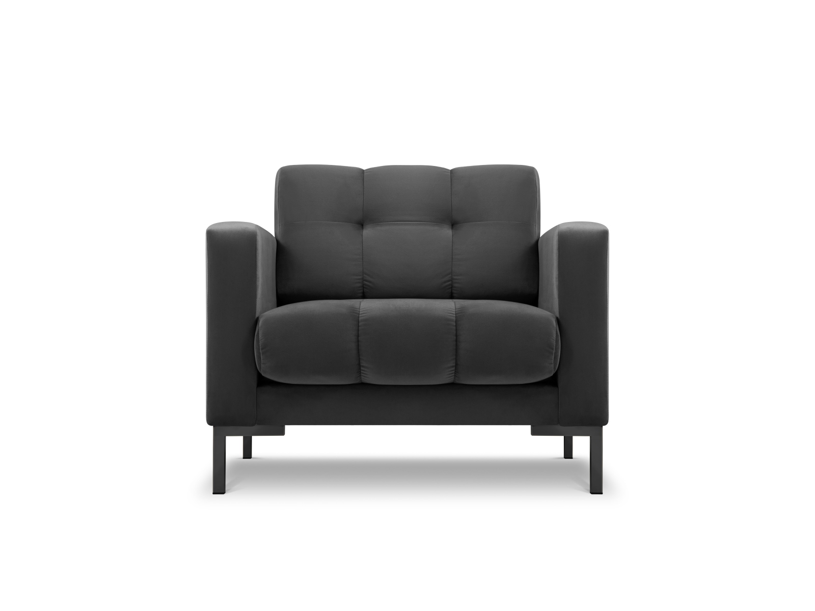 MICADONI Mamaia lænestol, m. armlæn, 1 sæde - antracitgrå fløjl og sort metal