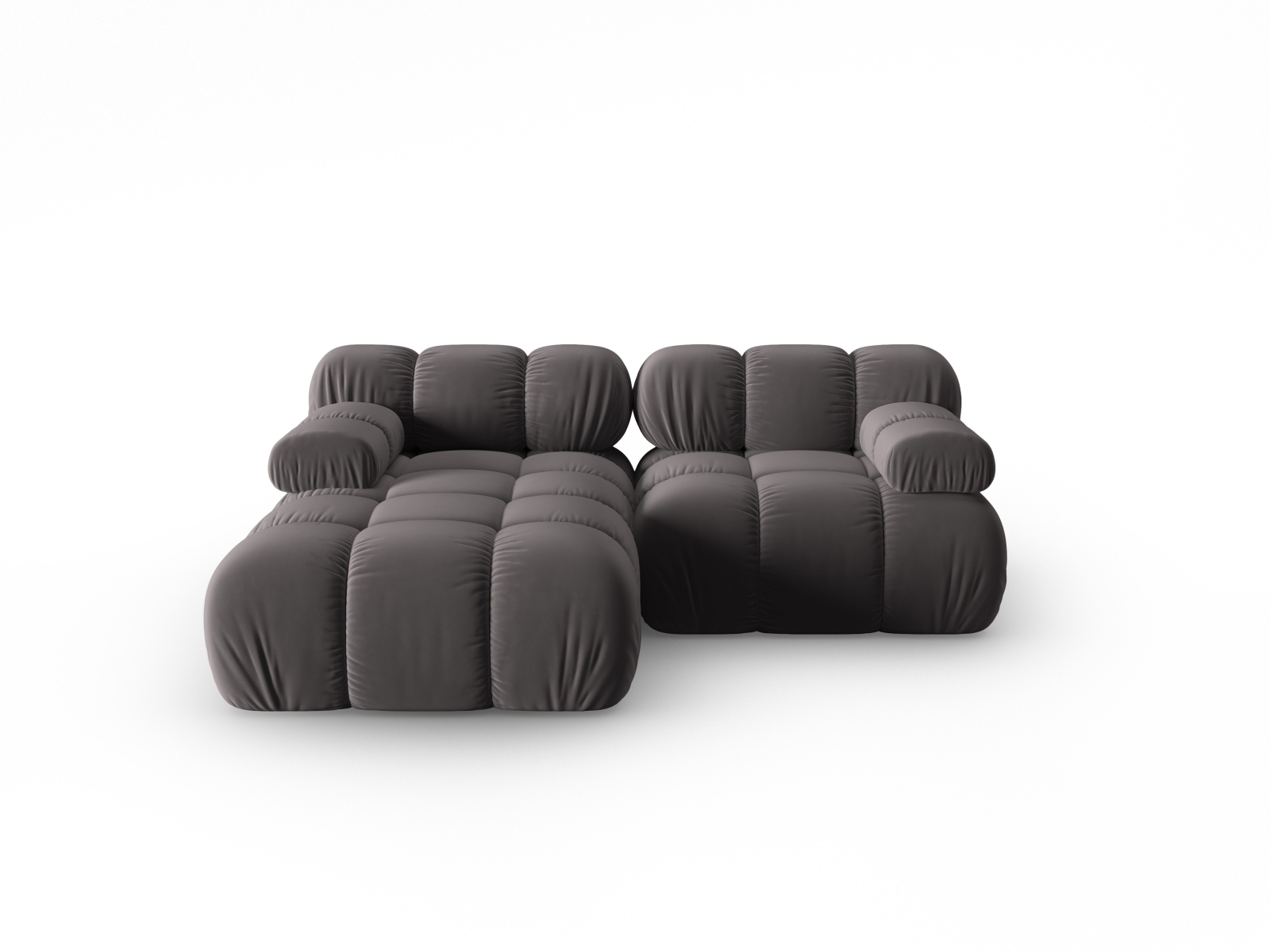 MICADONI Bellis hjørnesofa, venstre, 3 sæder - antracitgrå fløjl og sort plastik