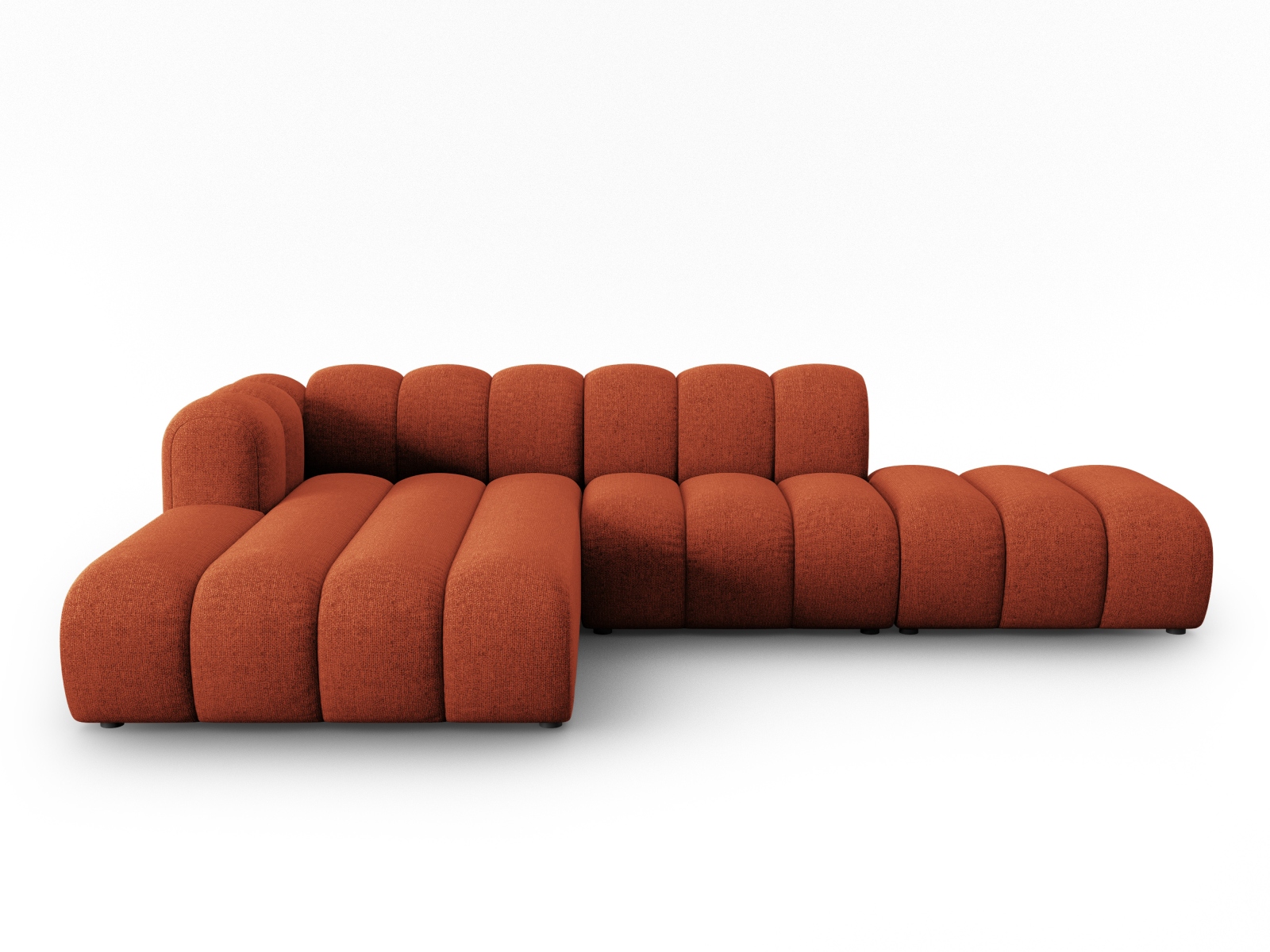 MICADONI Lupin Modular åben hjørnesofa, venstre, 5 sæder - orange chenille og sort plast