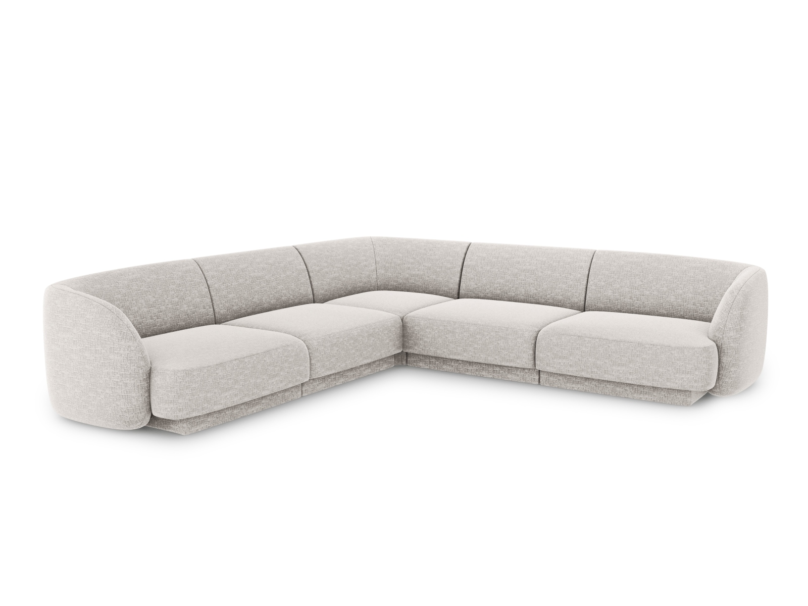 MICADONI Miley Symmetrical hjørnesofa, 5 sæder - grå chenille og sort plast
