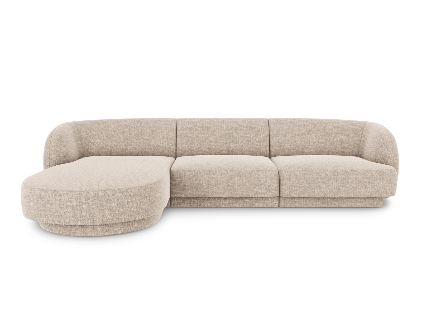 MICADONI Miley hjørnesofa, venstre, 4 sæder - beige chenille og sort plast