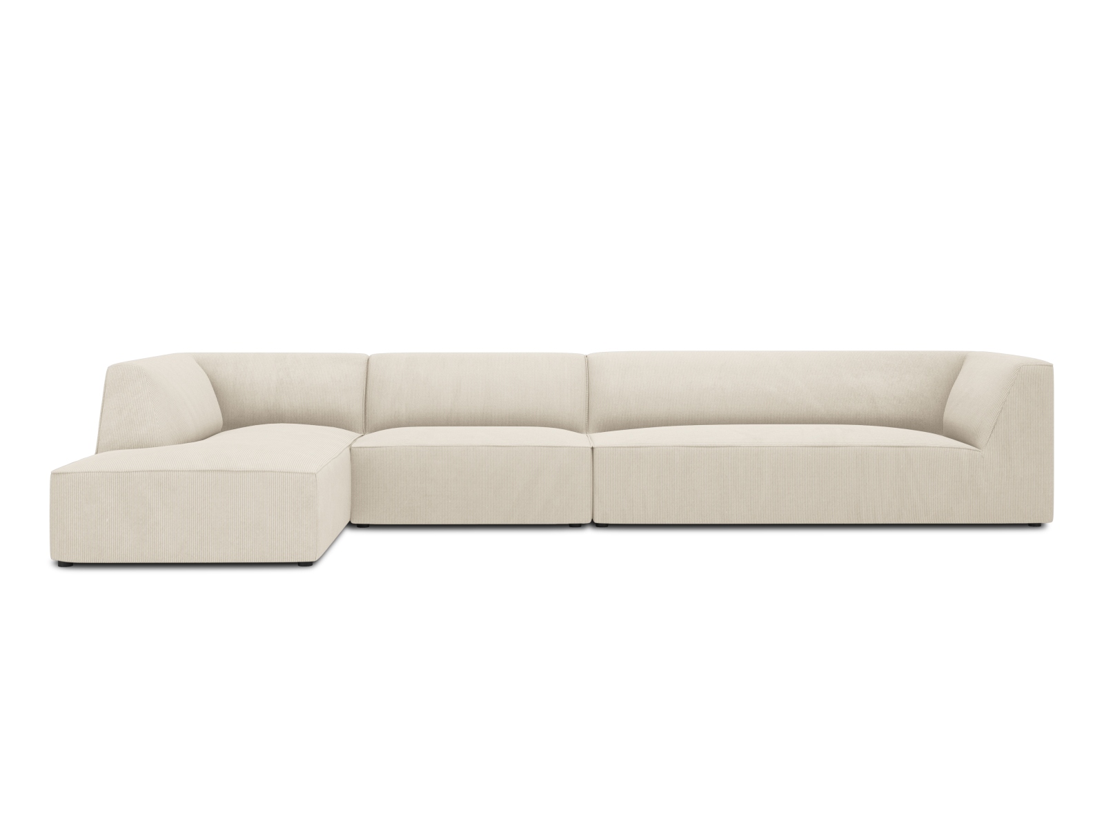 MICADONI Ruby Modul hjørnesofa, venstre, 5 sæder - beige corduroy fløjl og sort plast