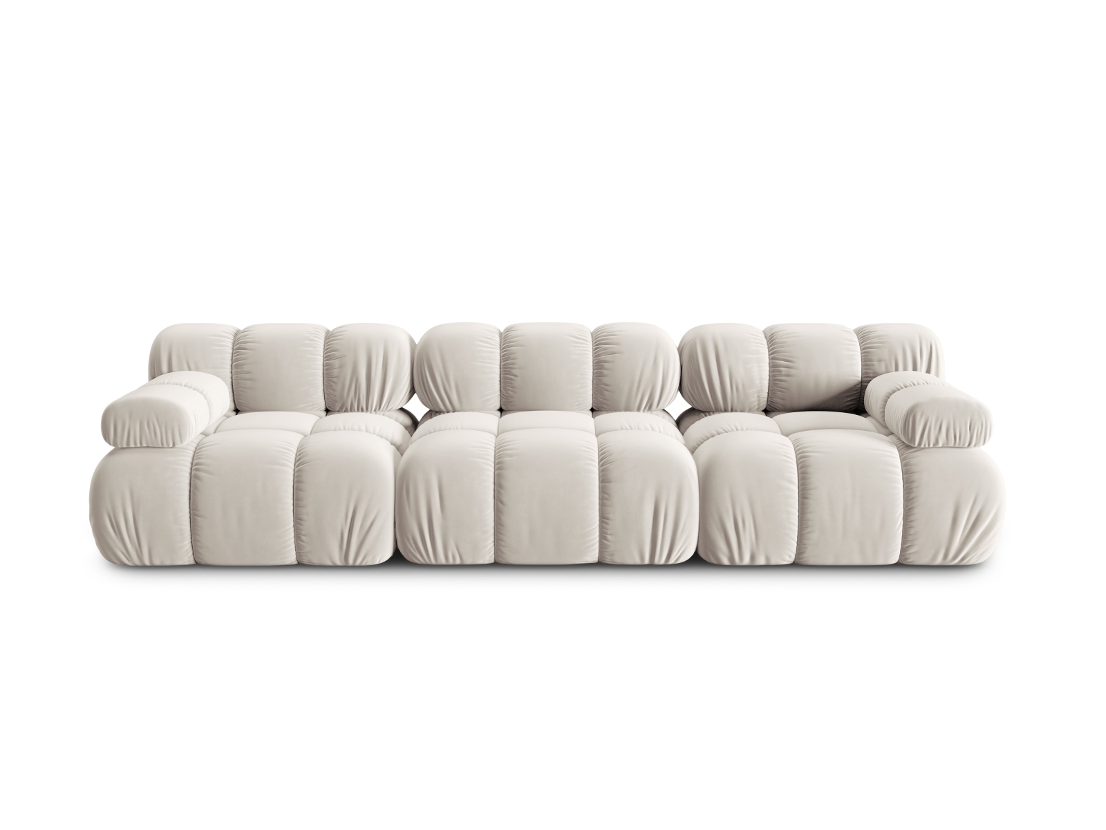 MICADONI Bellis Modul sofa, 3 sæder - beige fløjl og sort plastik