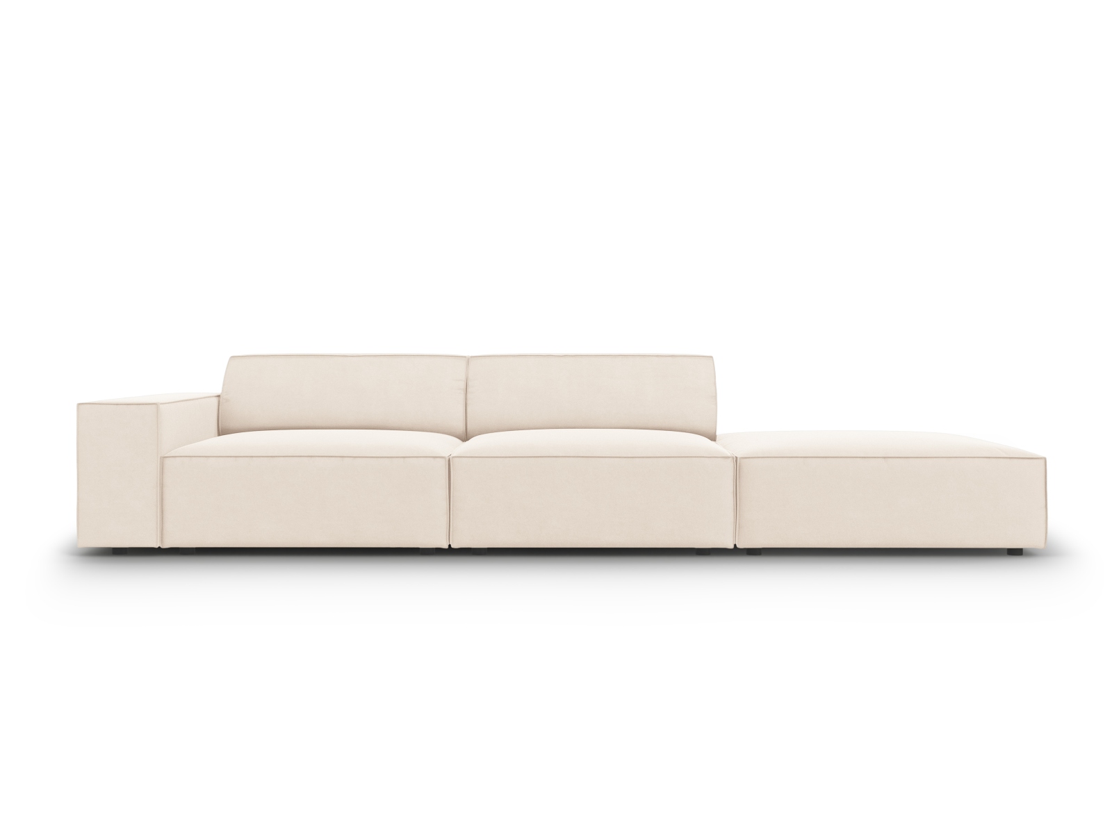 MICADONI Jodie sofa, højre, 3 sæder - beige fløjl og sort plast