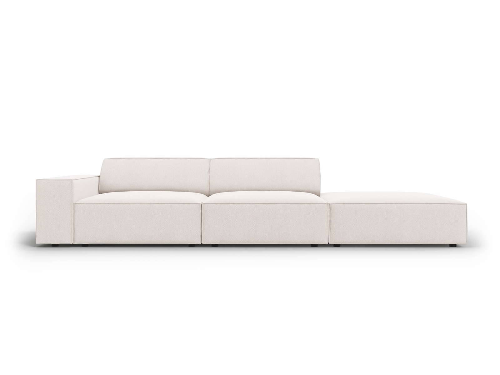 MICADONI Jodie sofa, højre, 3 sæder - beige stof og sort plast