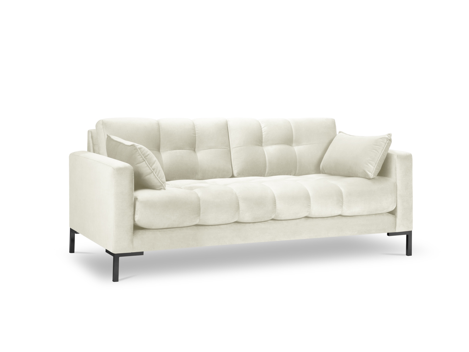 MICADONI Mamaia sofa, 3 sæder - beige fløjl og sort metal