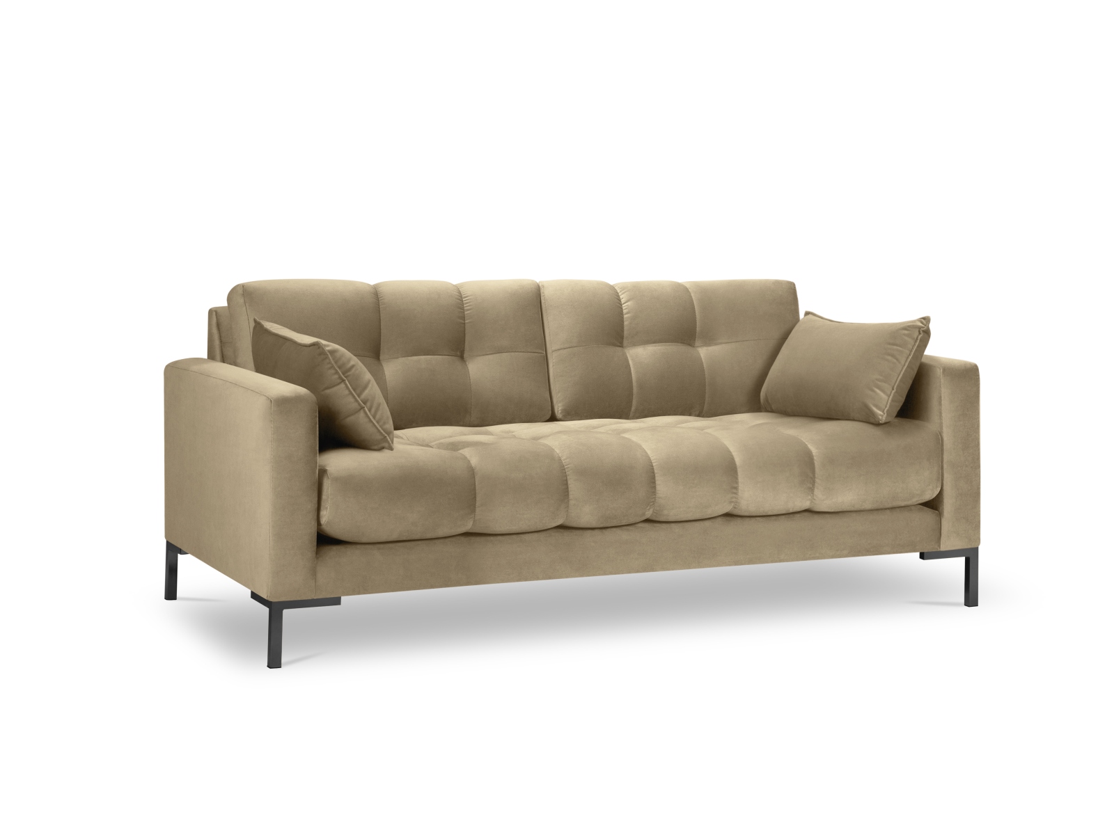 MICADONI Mamaia sofa, 3 sæder - beige fløjl og sort metal