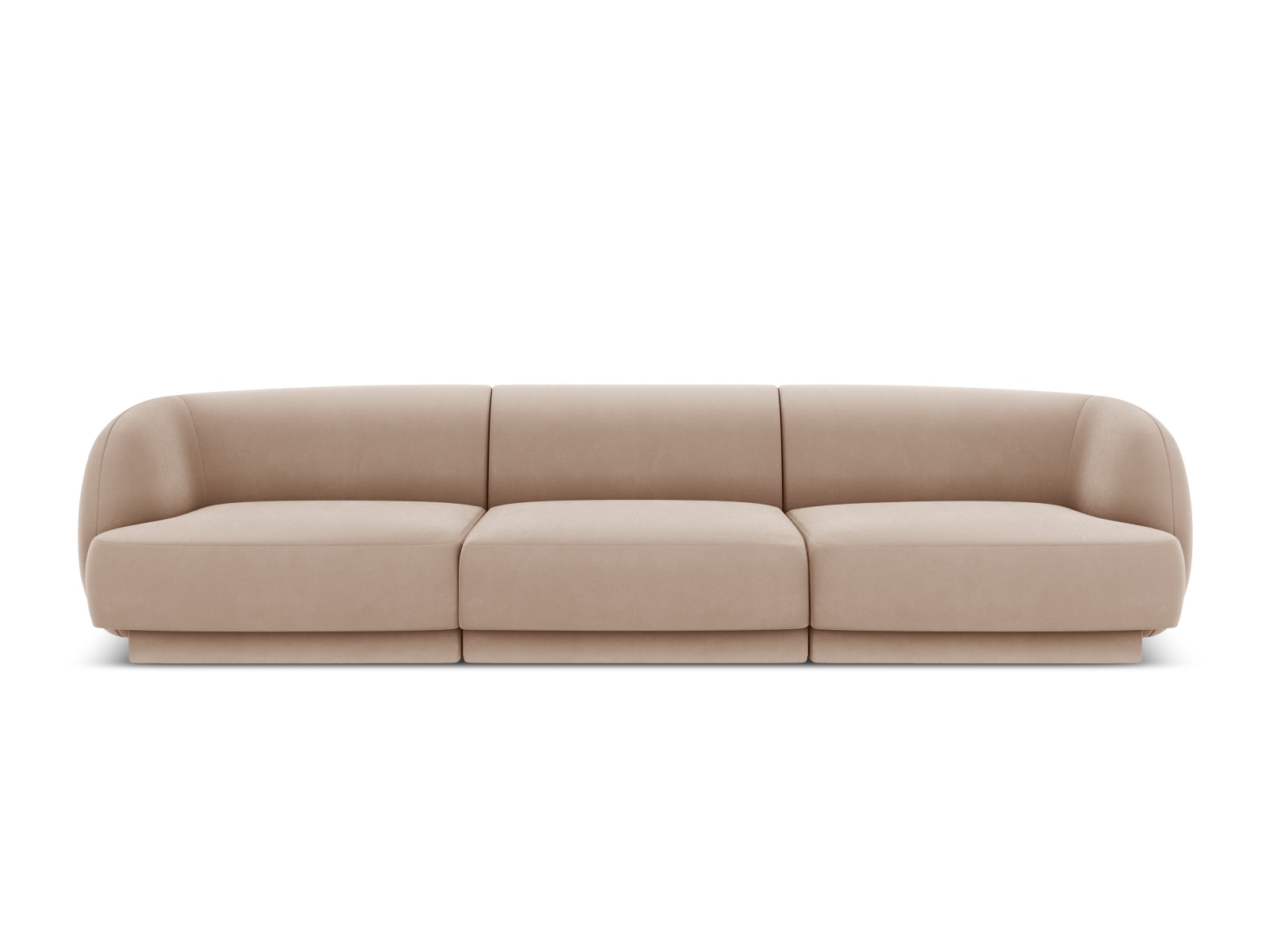 MICADONI Miley sofa, 3 sæder - brun fløjl og sort plast