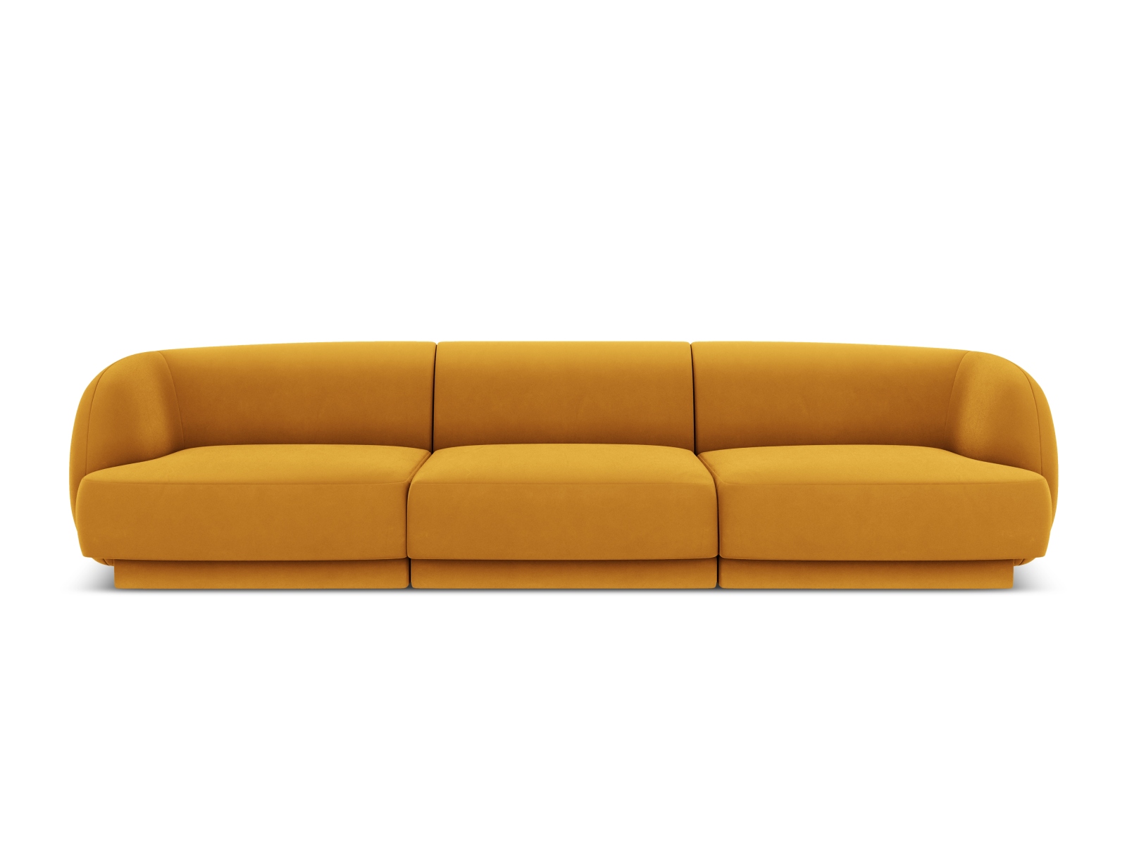 MICADONI Miley sofa, 3 sæder - gul fløjl og sort plast