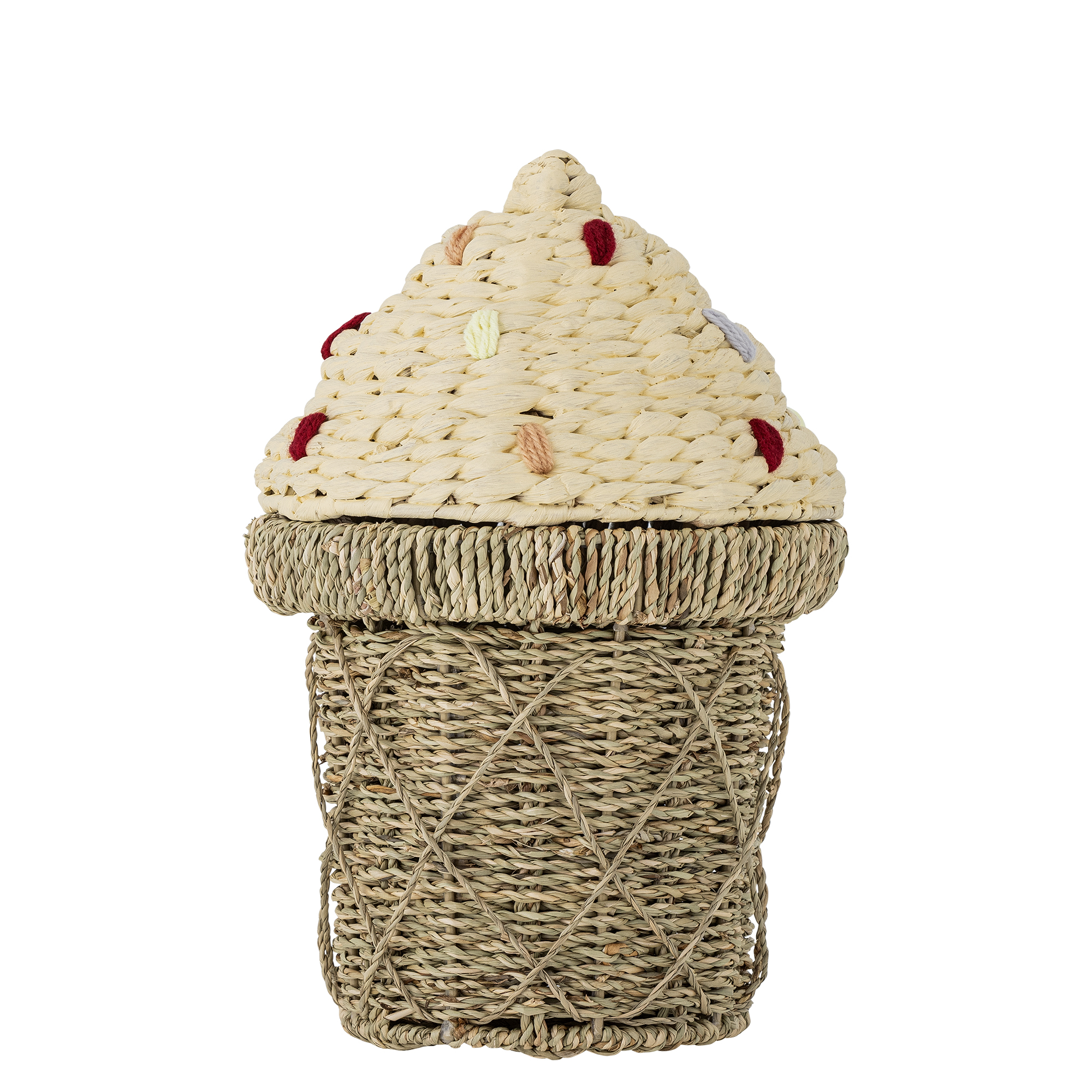 BLOOMINGVILLE MINI Cillie Kurv m/låg, Natur, Søgræs (D28xH41 cm)