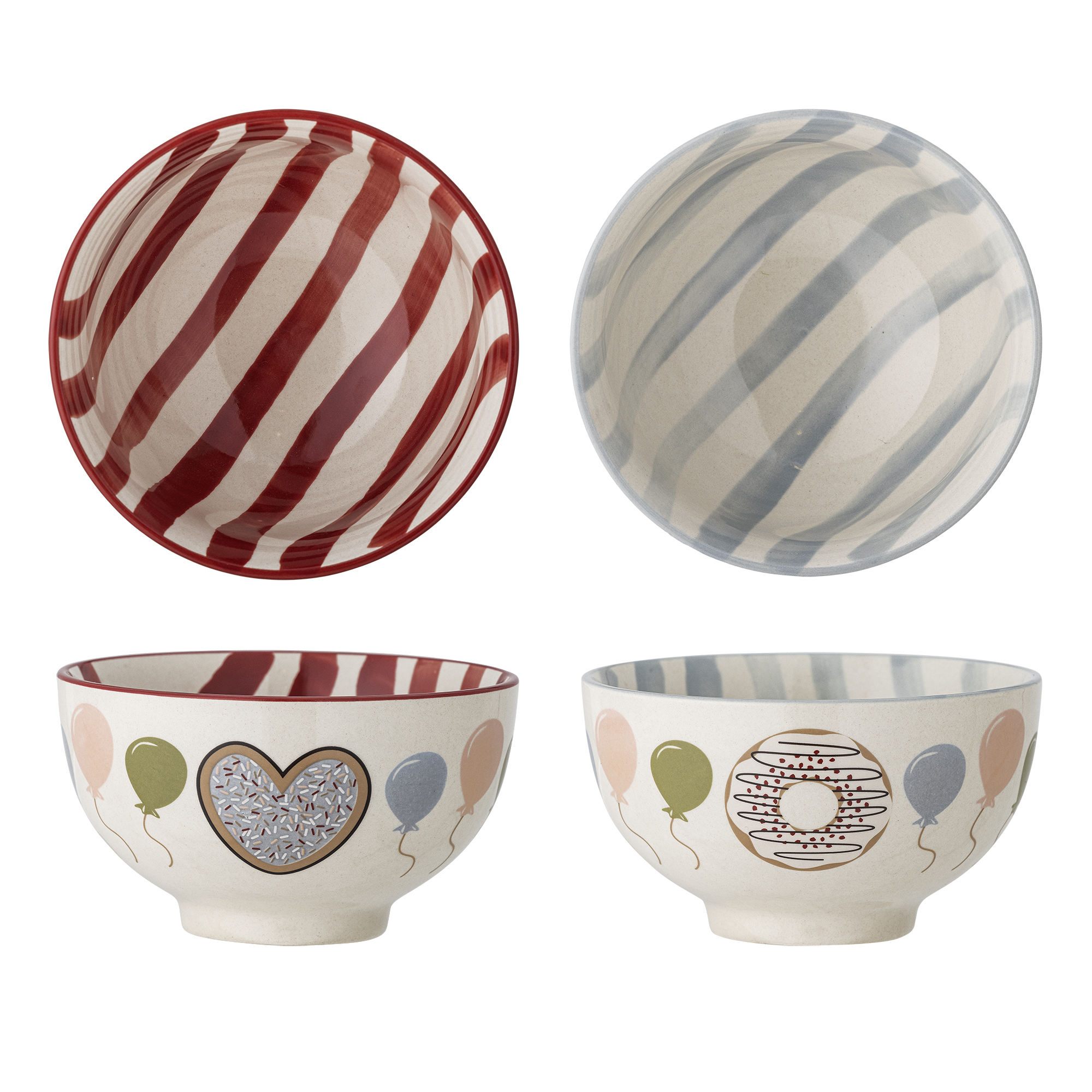BLOOMINGVILLE MINI Darby skål til børn - rød stentøj (sæt af 2)