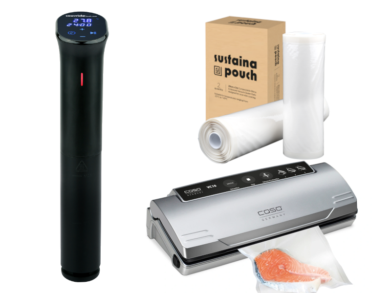 iVide® 2.0 Sous Vide Stav WIFI + Caso VC10 Vakuumpakker + Vakuumruller