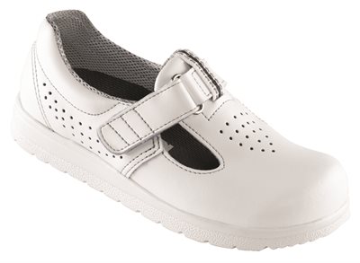 Classic Sikkerhedssko med velcro, antistatisk, perforering og formstøbt vaskbar indlægssål, sort eller hvid Hvid 46