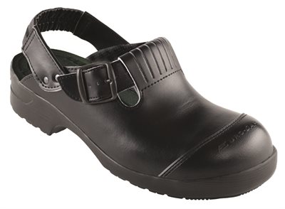 FLEX Sikkerhedstøffel med elastik-hælrem,sort, Fiber værnesål og udskiftelig indlægssål, Antistatisk 42