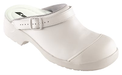 FLEX Sikkerhedstøffel med vendbar elastikhælrem og udskiftelig indlægssål. sort eller hvid, Antistatisk Sort 35