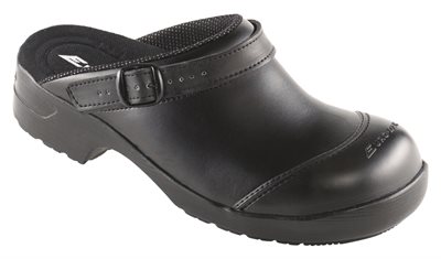 FLEX Sikkerhedstøffel med vendbar elastikhælrem, Fiber værnesål og udskiftelig indlægssål, Antistatisk, sort 35