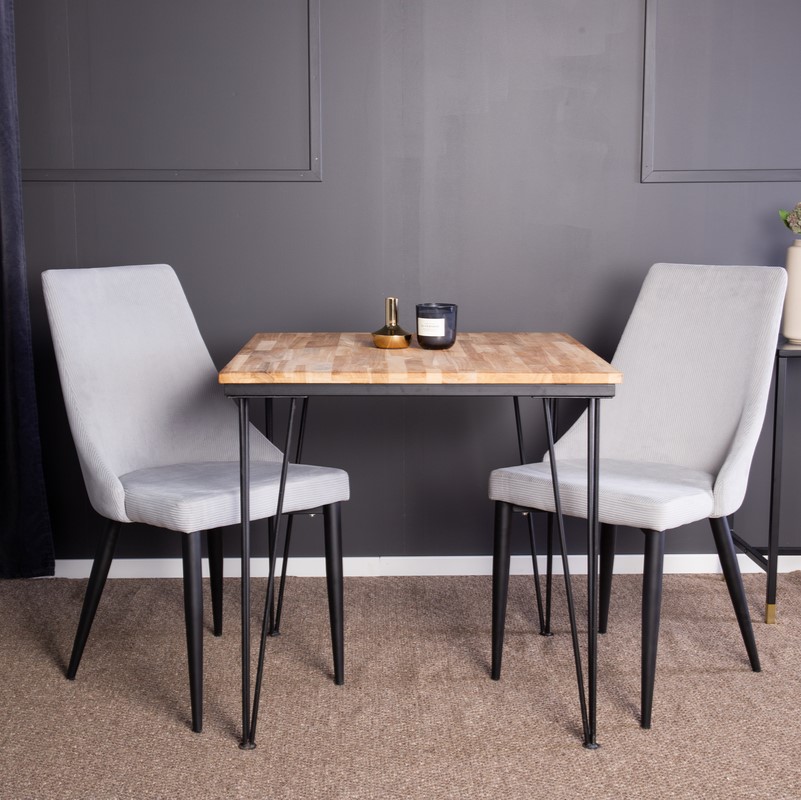 Poble - Spisebord i teaktræ og metal, 80 x 80 cm.