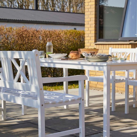 Croix - Havebord i hvid mahogni, 80 x 165 cm.