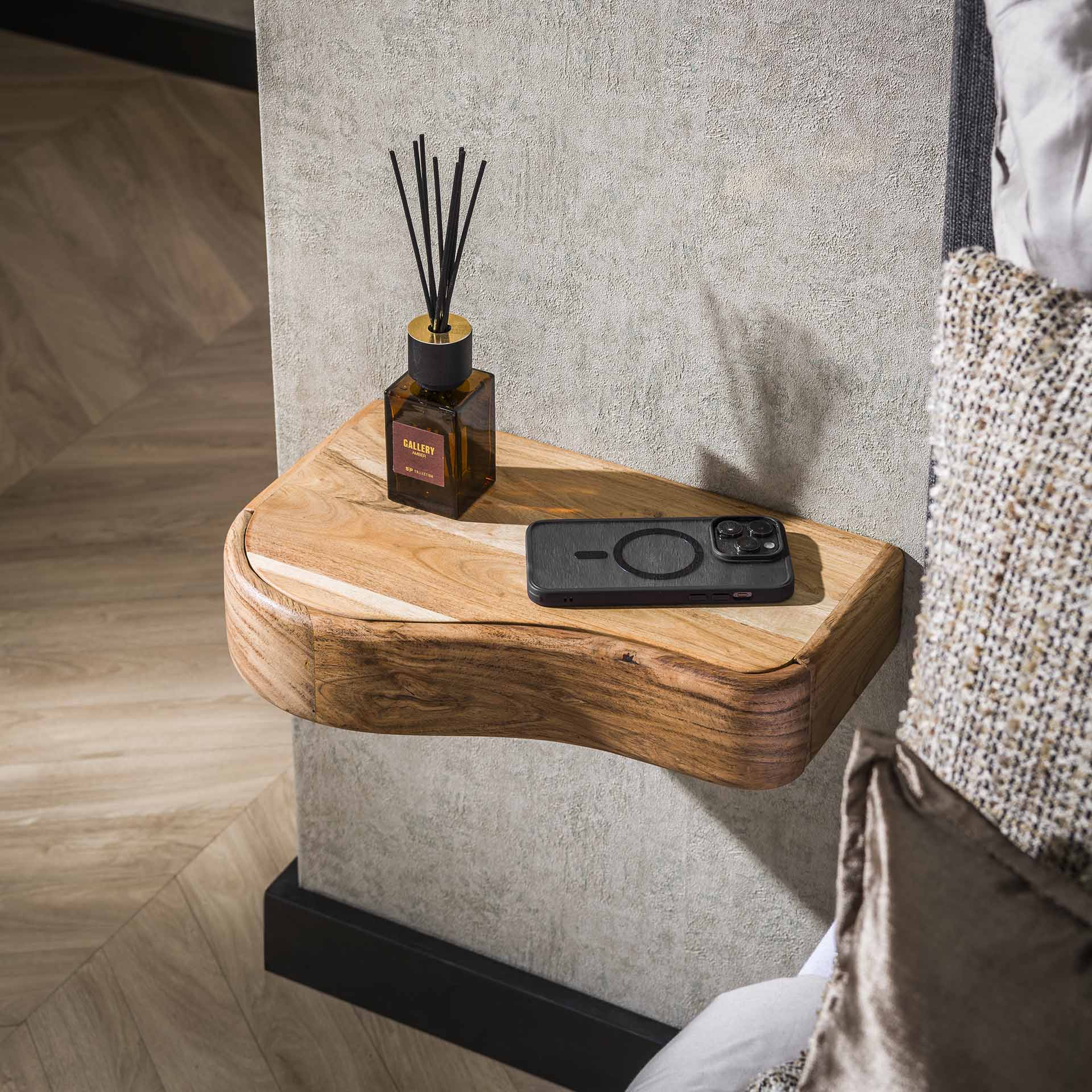 Curvey - Sengebord i massivt akacietræ, 2 stk.