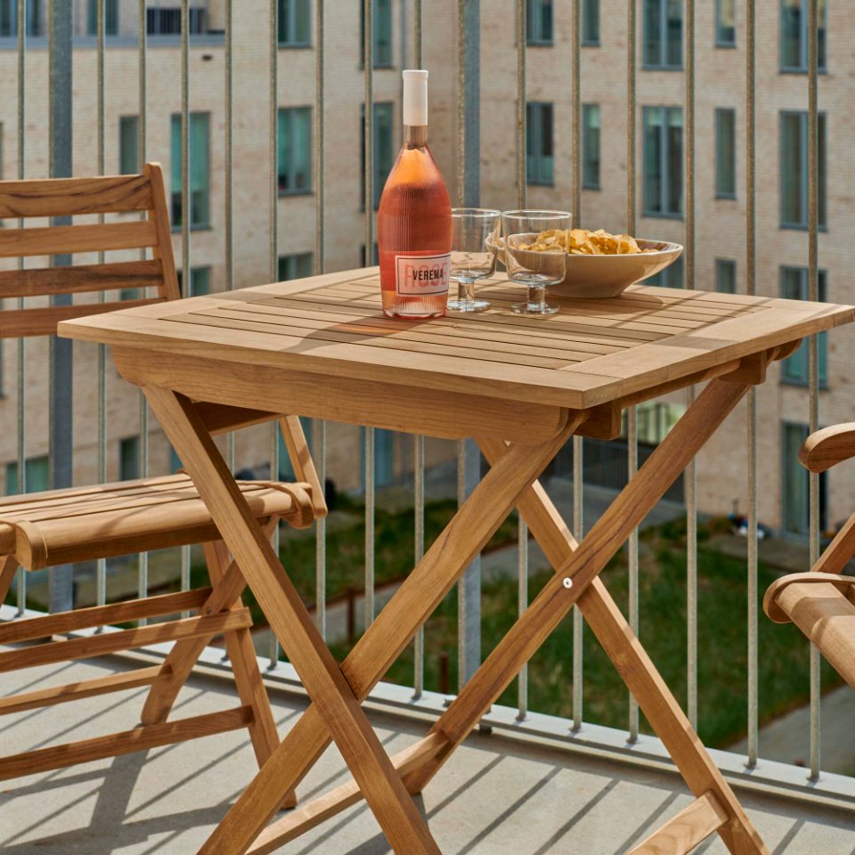 Dales - Spisebord i teaktræ, foldbar, 70 x 70 cm.