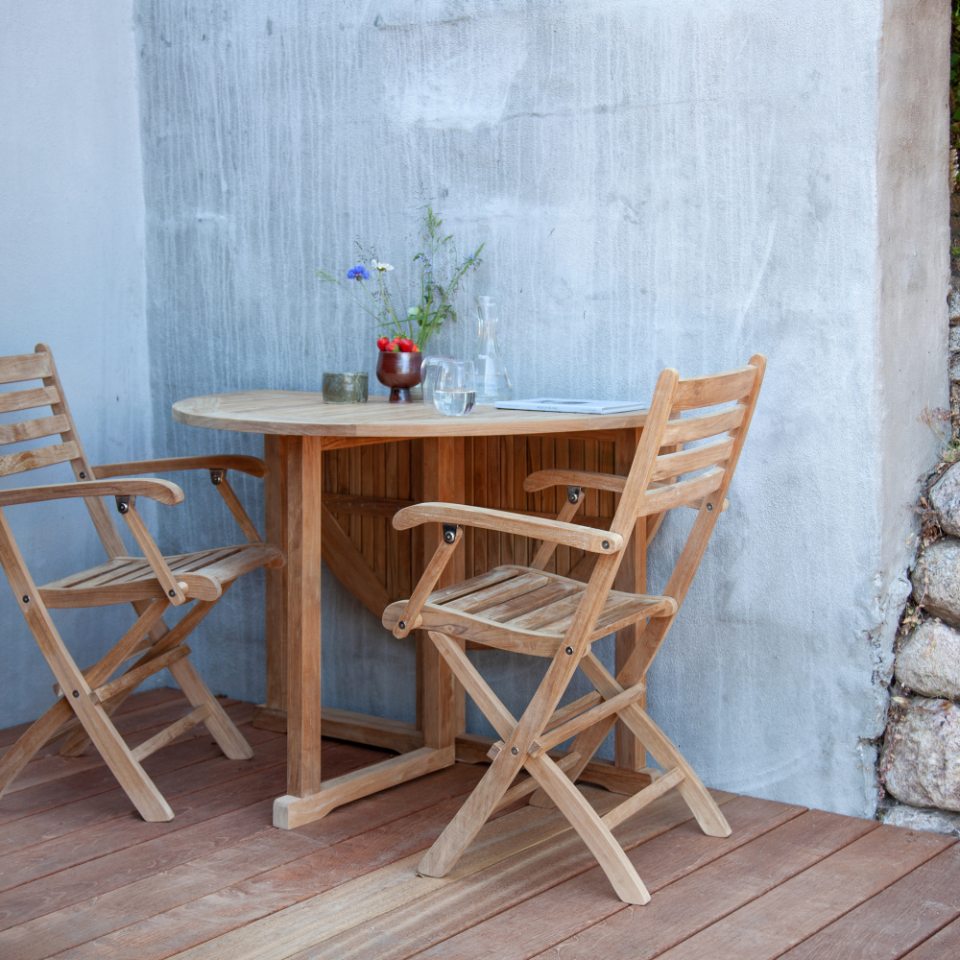 Expa - Spisebord med folde funktion, teak, diameter 110 cm.