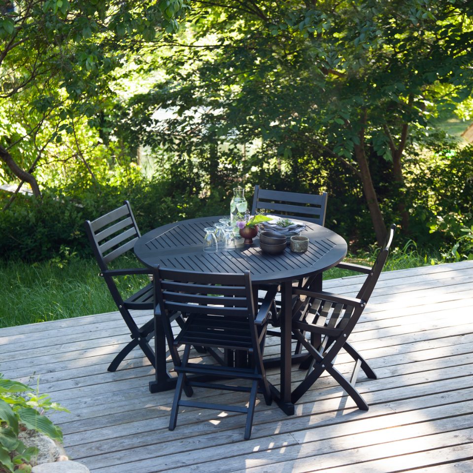 Expa - Spisebord med folde funktion, sort mahogni, diameter 110 cm.