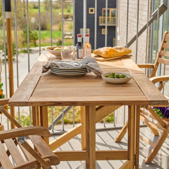 Expa - Spisebord med folde funktion, teak, 65 x 130 cm.