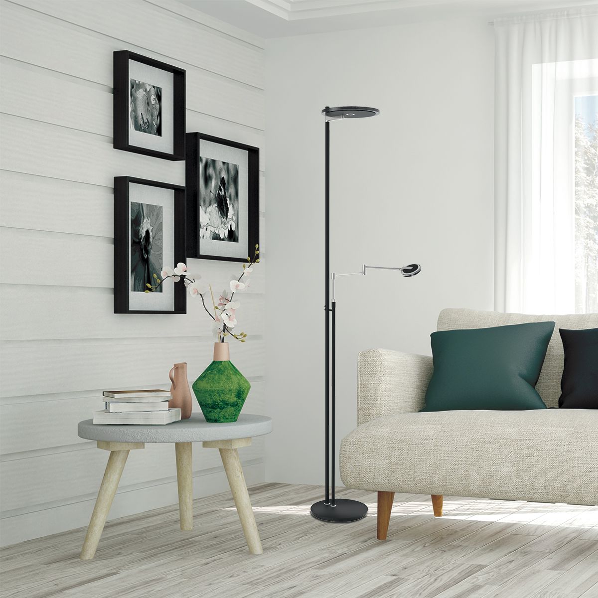 Big-Ben - Guldlampe i sort metal med 2 lyskilder