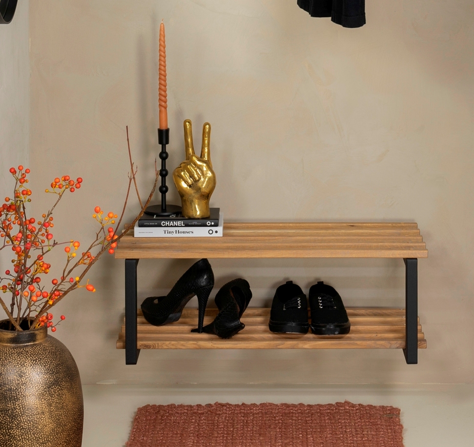 Razor - Skohylde i sort metal og egetræ