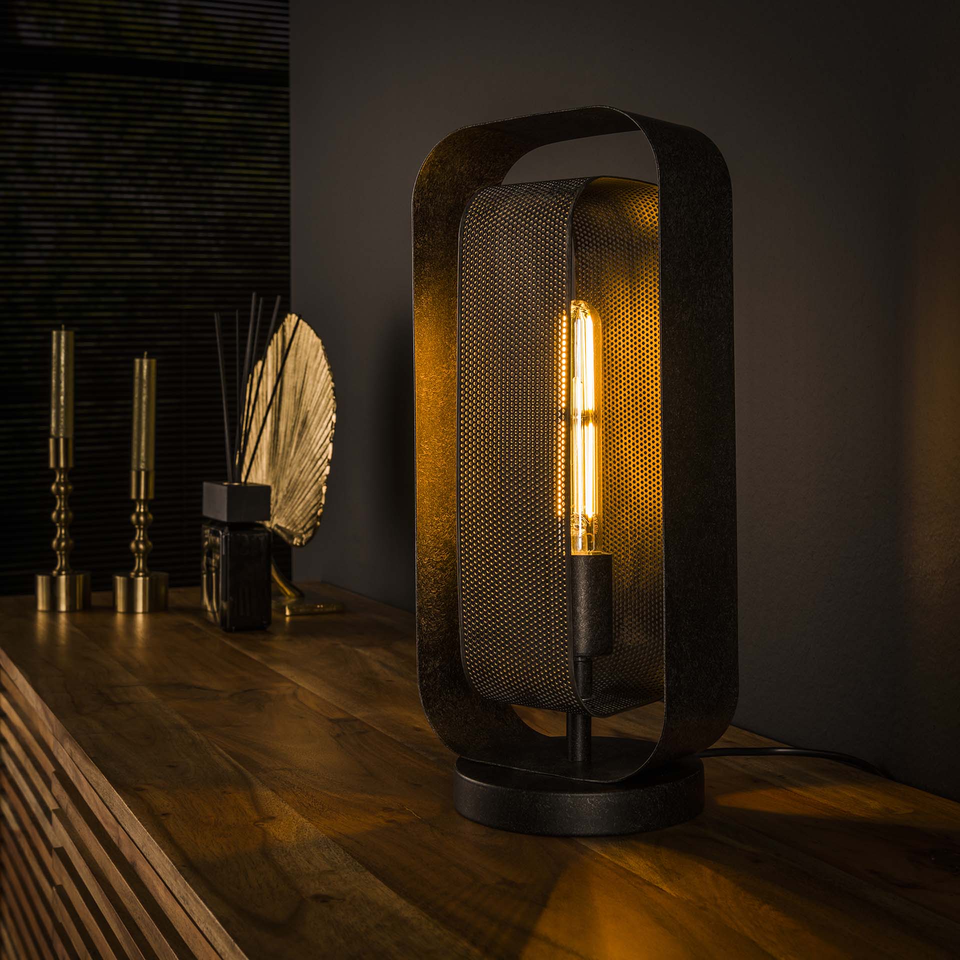 Doblas - Bordlampe i sort metal Levering med pære(r)