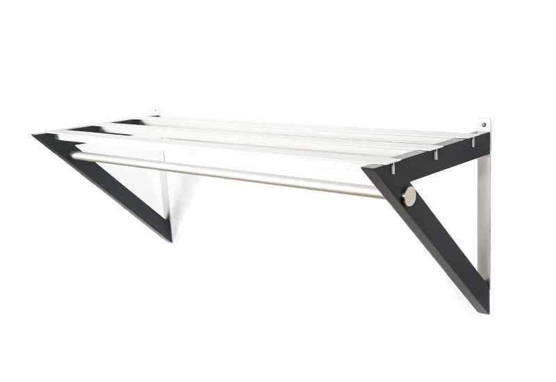 HH7 - Hattehylde, bredde 98 cm, rustfri stål og seks forskellige træfinish Antracitgrå træ og stål