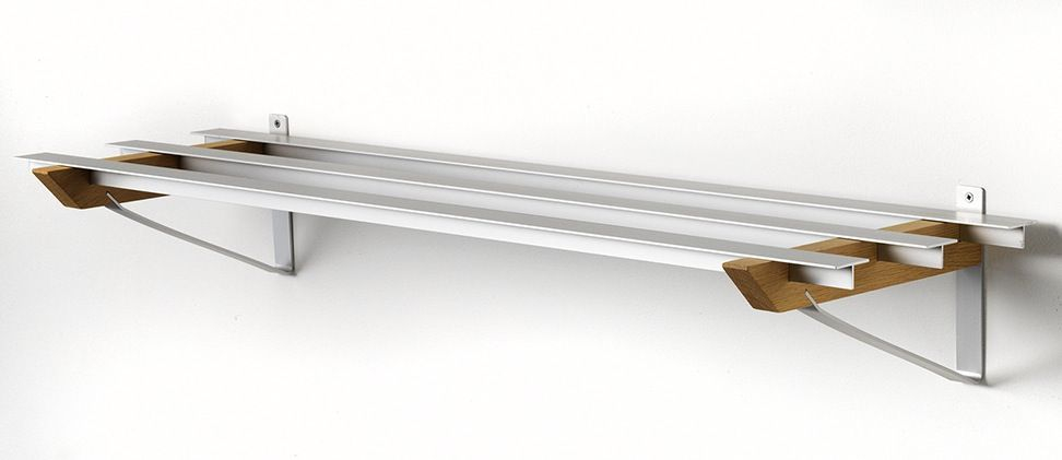 SR3 - Skohylde, bredde 98 cm, væghængt i rustfri stål og seks forskellige træfinish Sæbebehandlet eg og stål