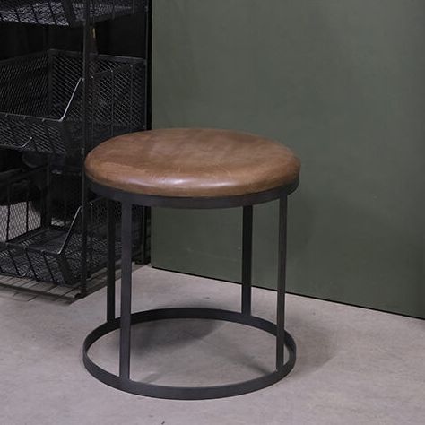 Emerald - Skammel i metal og ægte læder