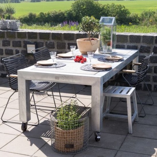 Rock-Solid - spisebord i galvaniseret stål, 76 x 213 x højde 74 cm