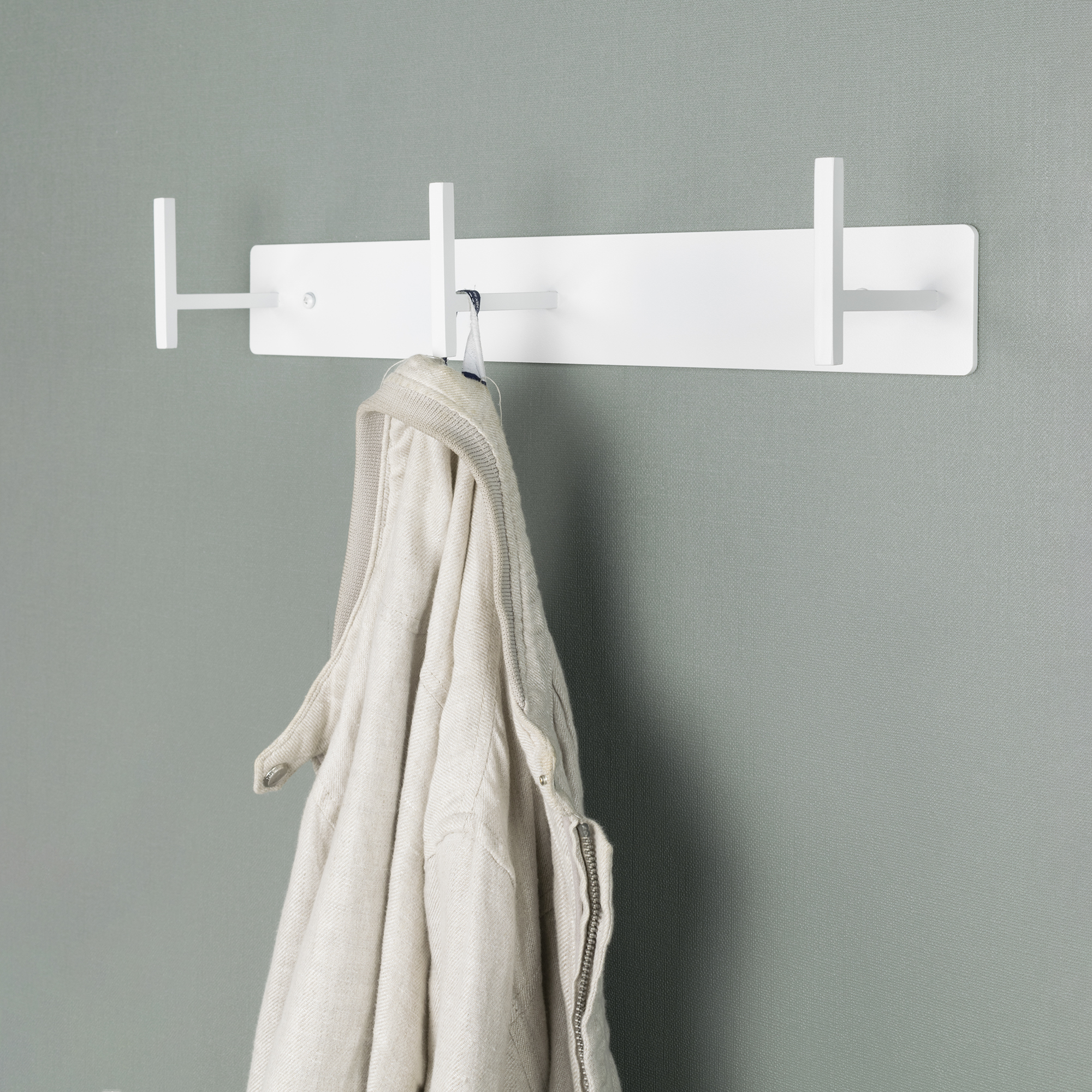 Zahara - Knagerække med tre knager i hvidt metal