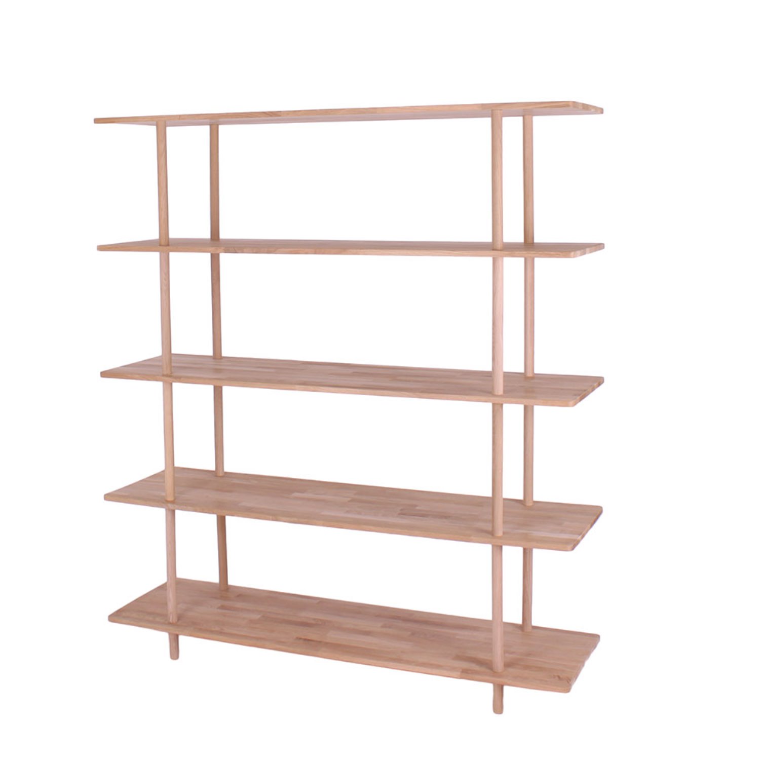 Loop - Reol med fem hylder i massiv eg og bredde 140 cm Ubehandlet