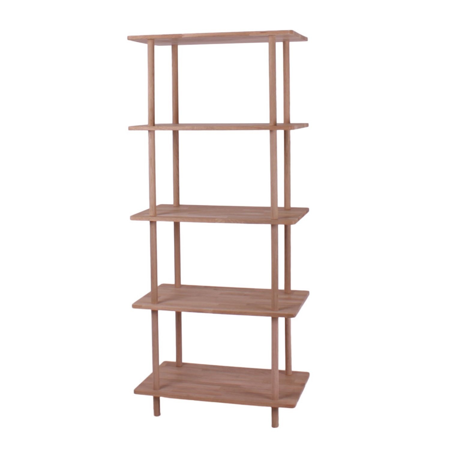 Loop - Reol med fem hylder i massiv eg og bredde 70 cm Olieret