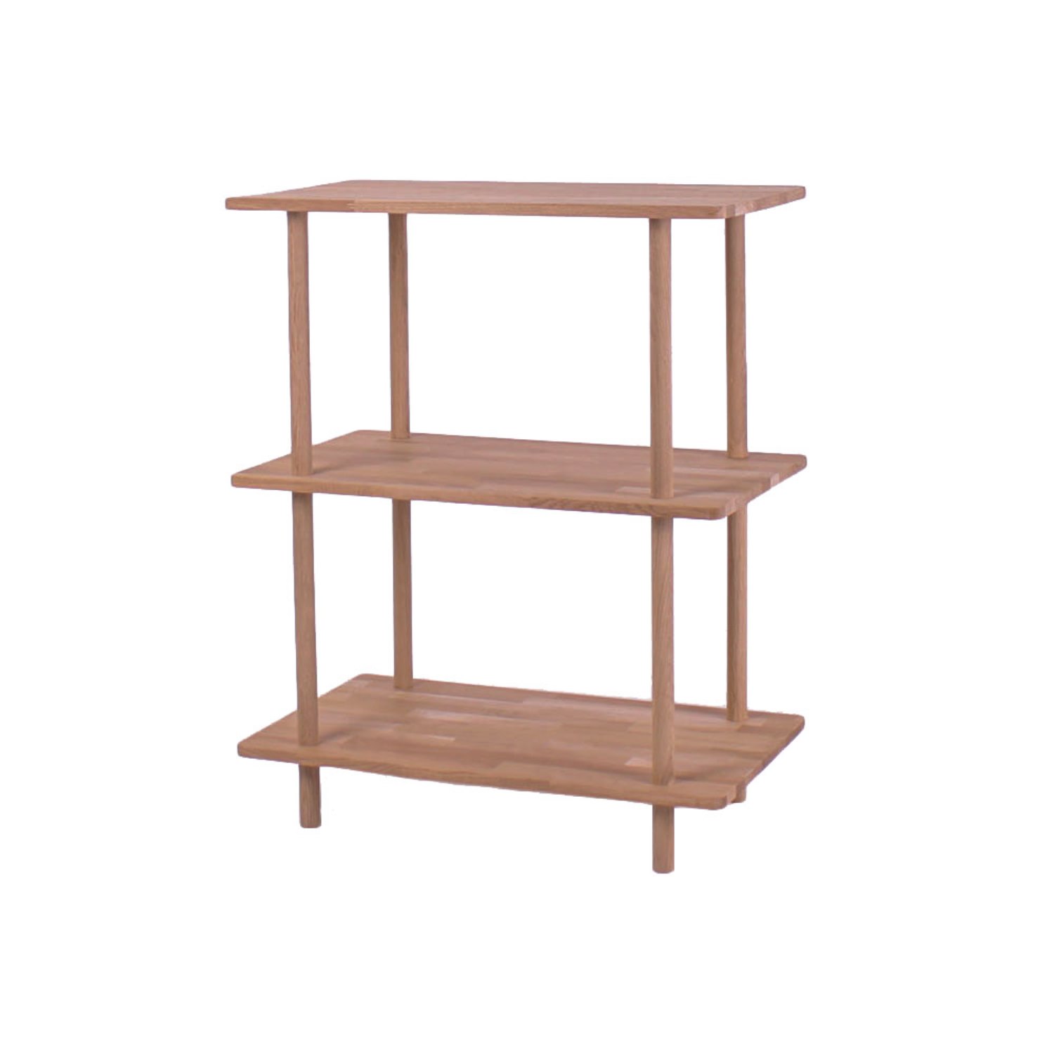 Loop - Reol med tre hylder i massiv eg og en bredde på 70 cm Hvid olieret