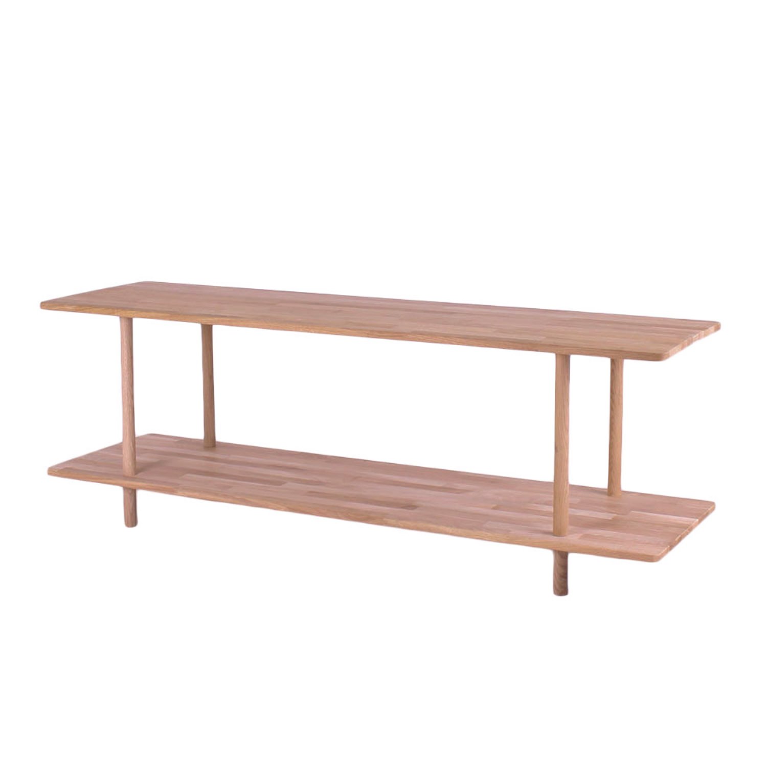 Loop - Reol med to hylder i massiv eg og en bredde på 140 cm Olieret