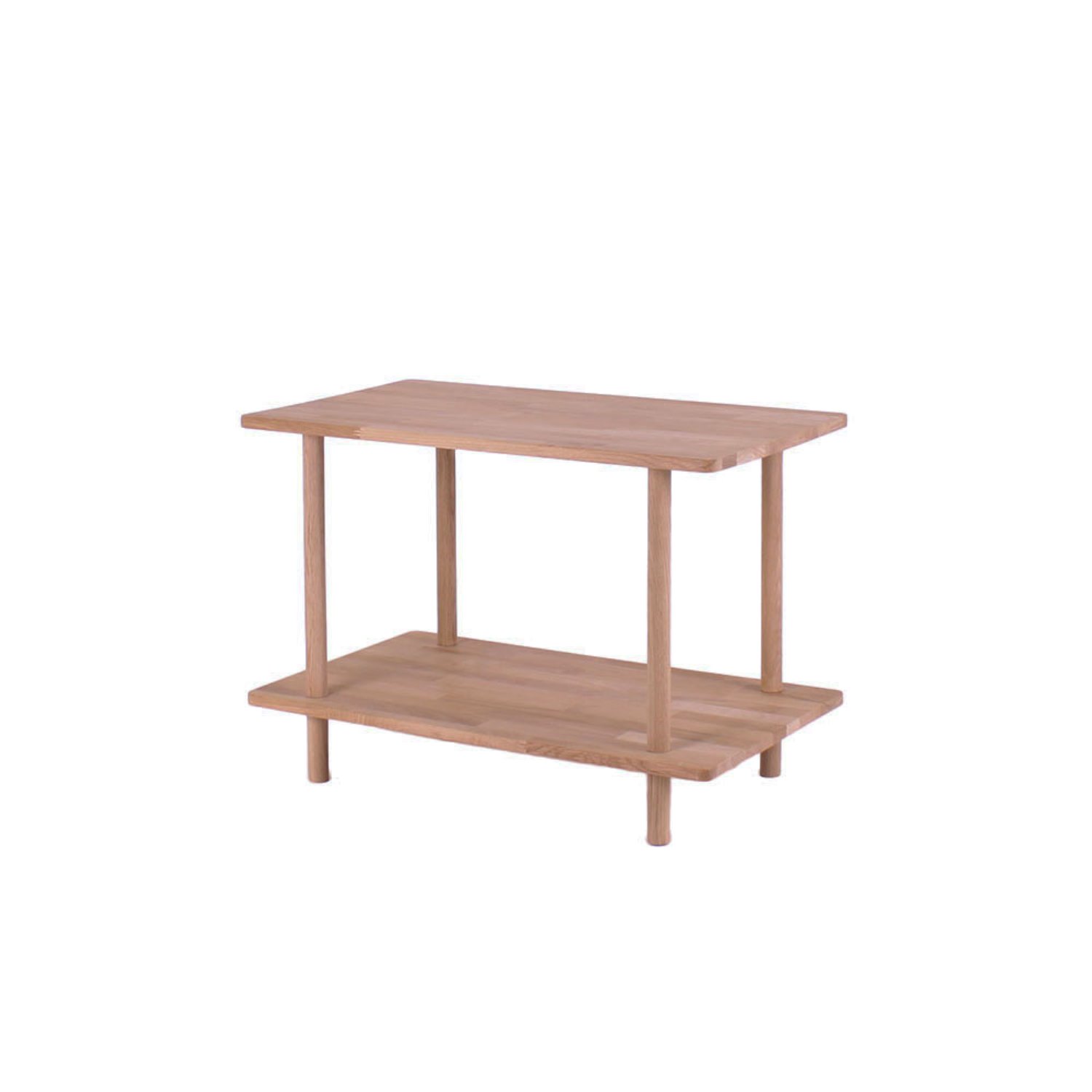 Loop - Reol med to hylder i massiv eg og en bredde på 70 cm Lakeret