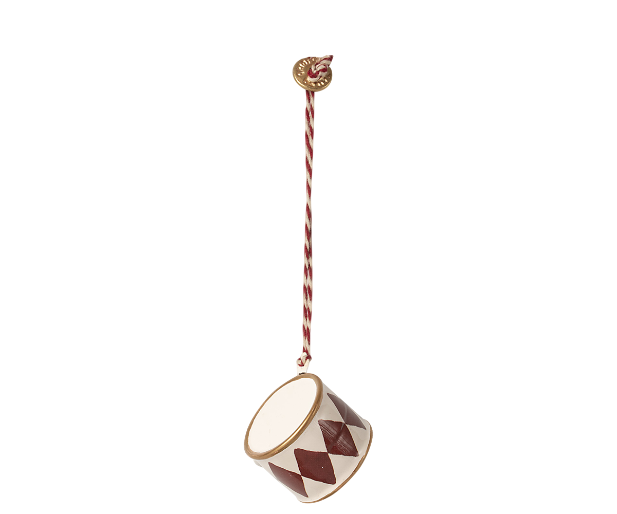 Ophæng - Lille metal tromme, rød