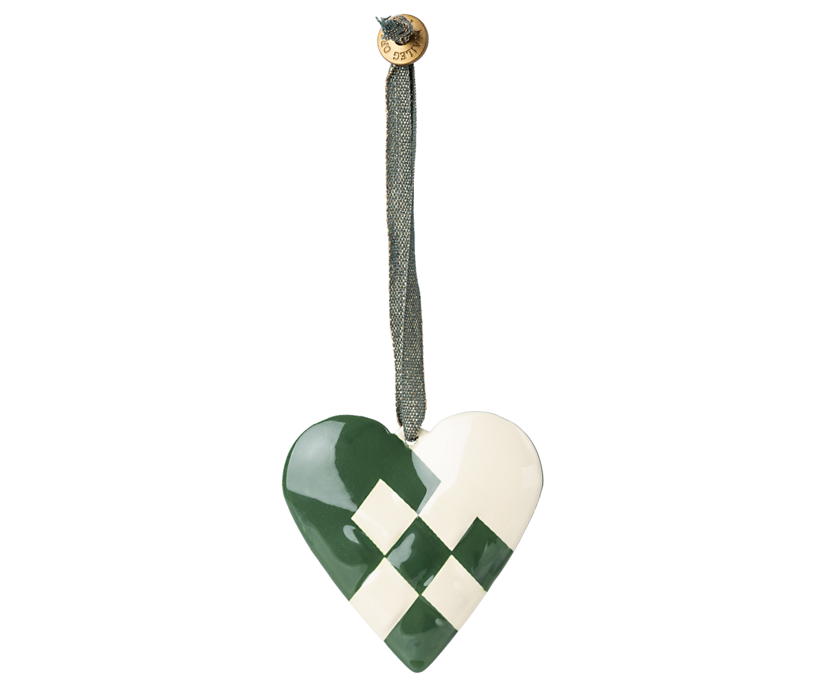 Flettet julehjerte, grøn - lille