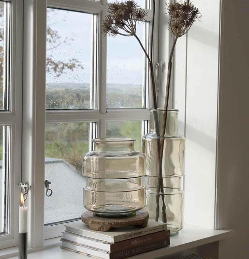 Glasvase H:25cm Røgfarvet