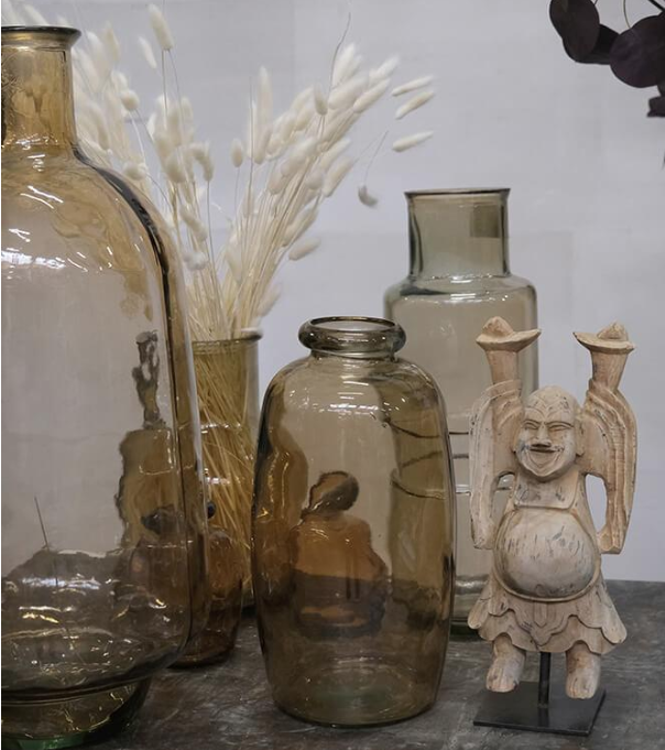 Glasvase H:35cm - Røgfarvet