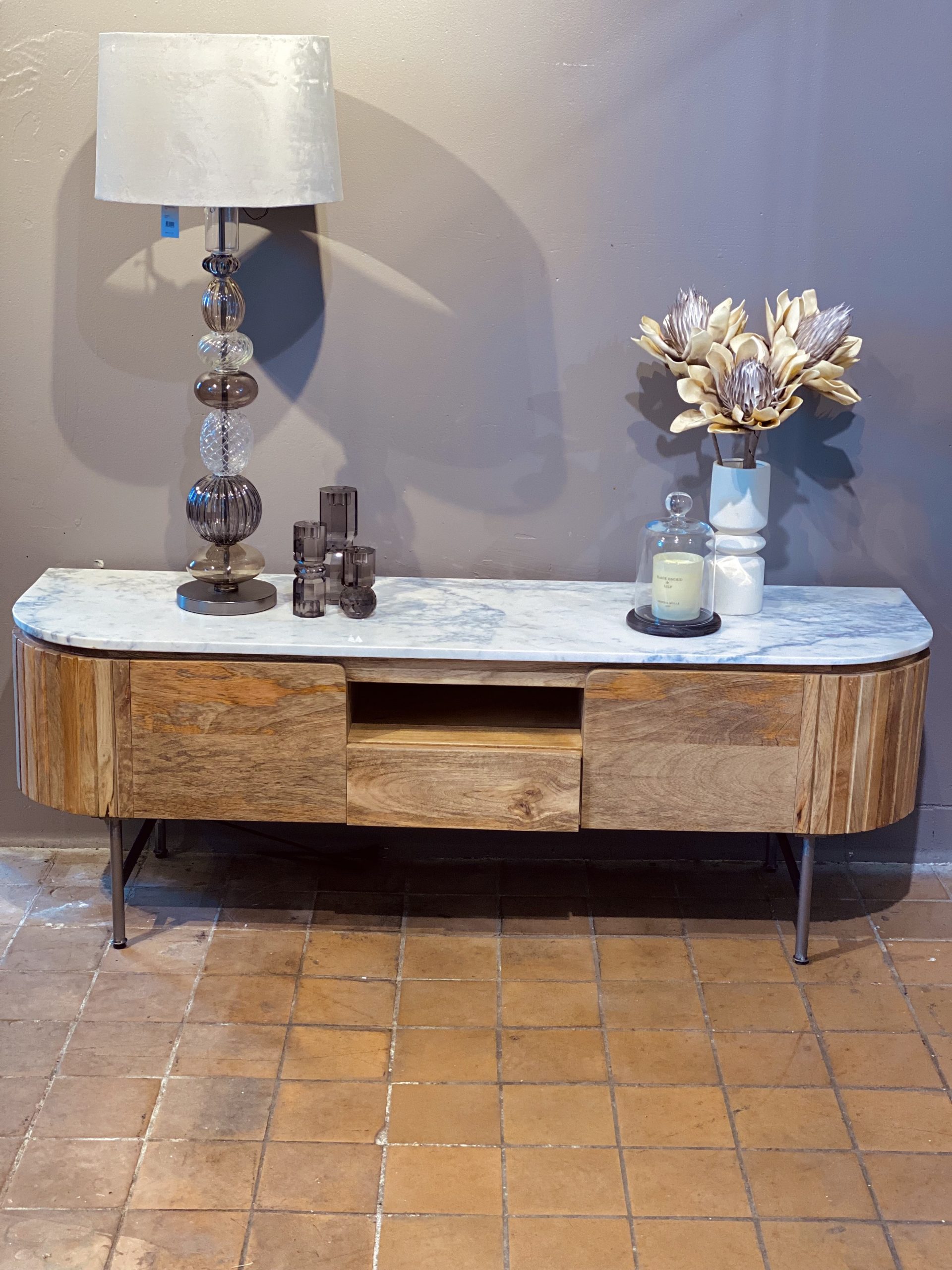 TV Bord m/ marmortop