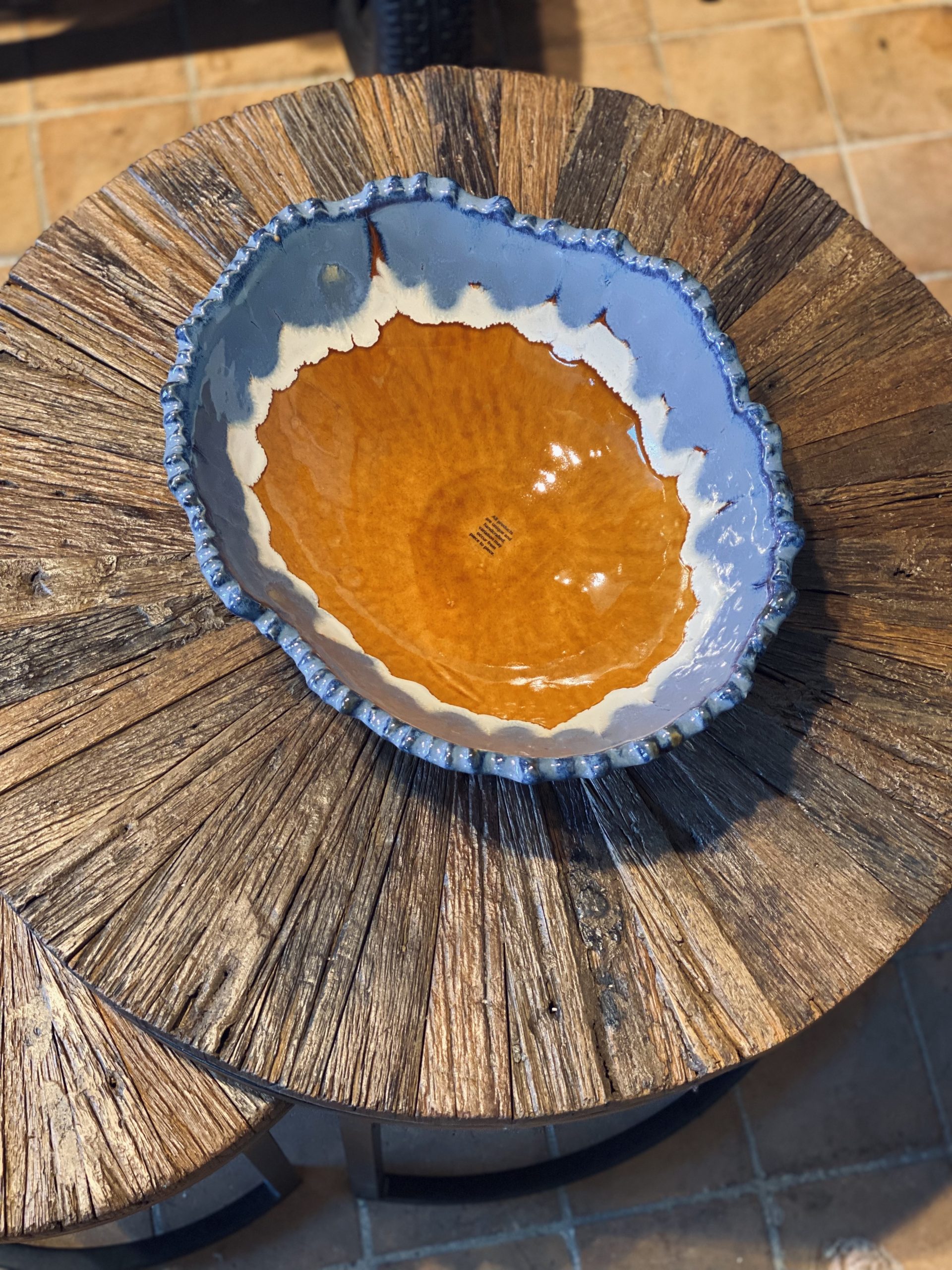 Håndlavet keramikskål i blå - 40x31cm