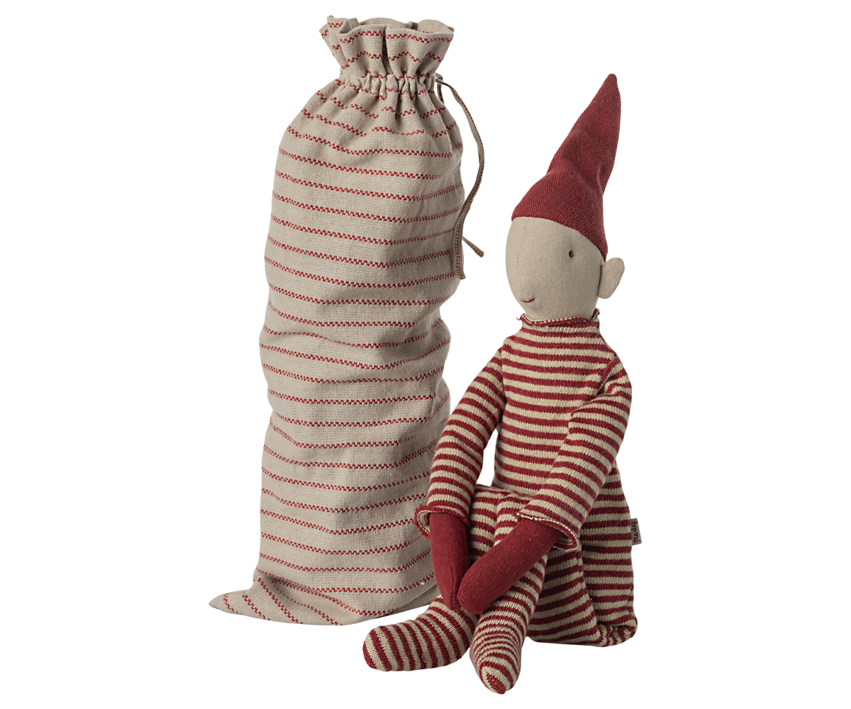 Langbenet nisse i stofpose large