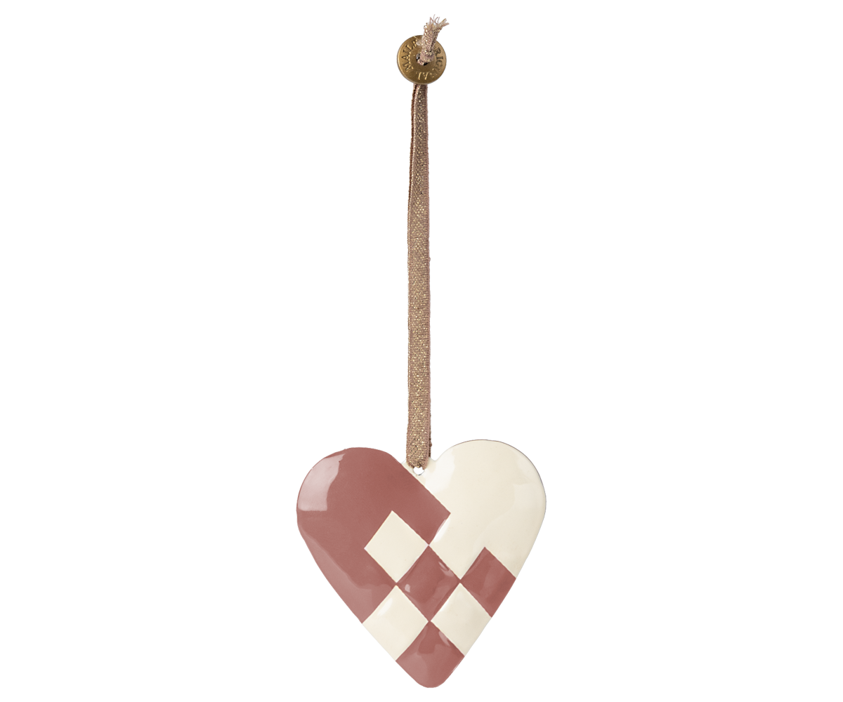 Flettet julehjerte, lys lilla - Lille